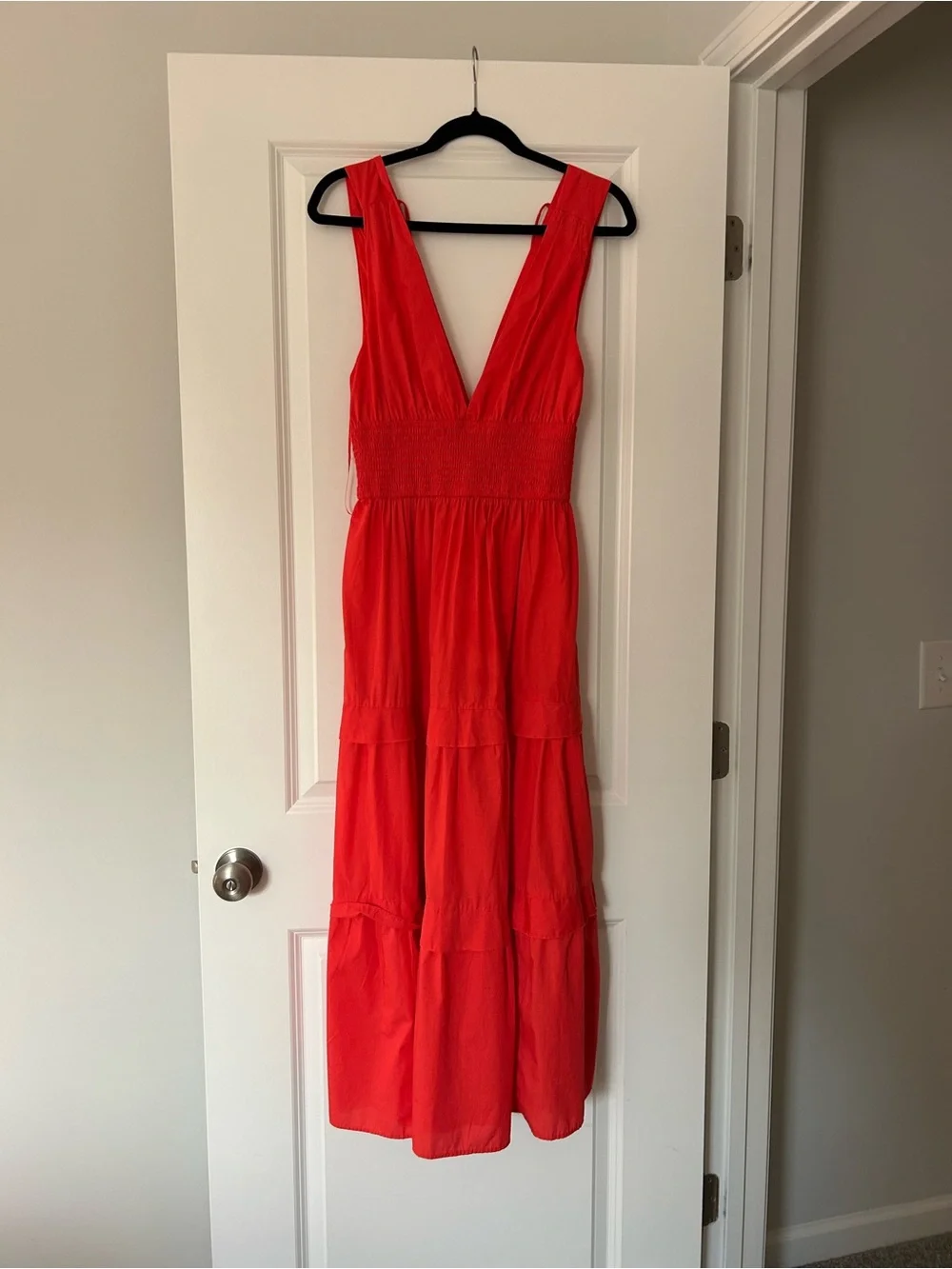 Abercrombie & Fitch Red V-Neck Tiered Maxi Dress